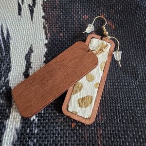 Chic Brown and Gold Dangle Earrings